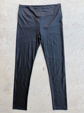 Emprada Black Faux Leather High Waist Leggings Shiny Stretch Size L